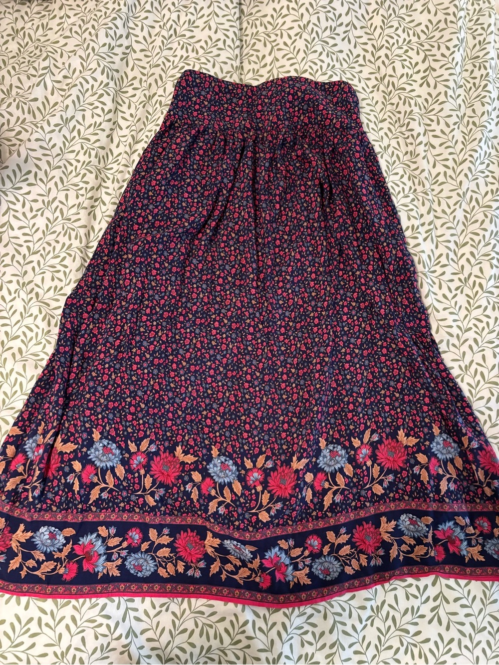 Natural Life Floral Maxi Skirt in Navy & Pink Size Medium Like New